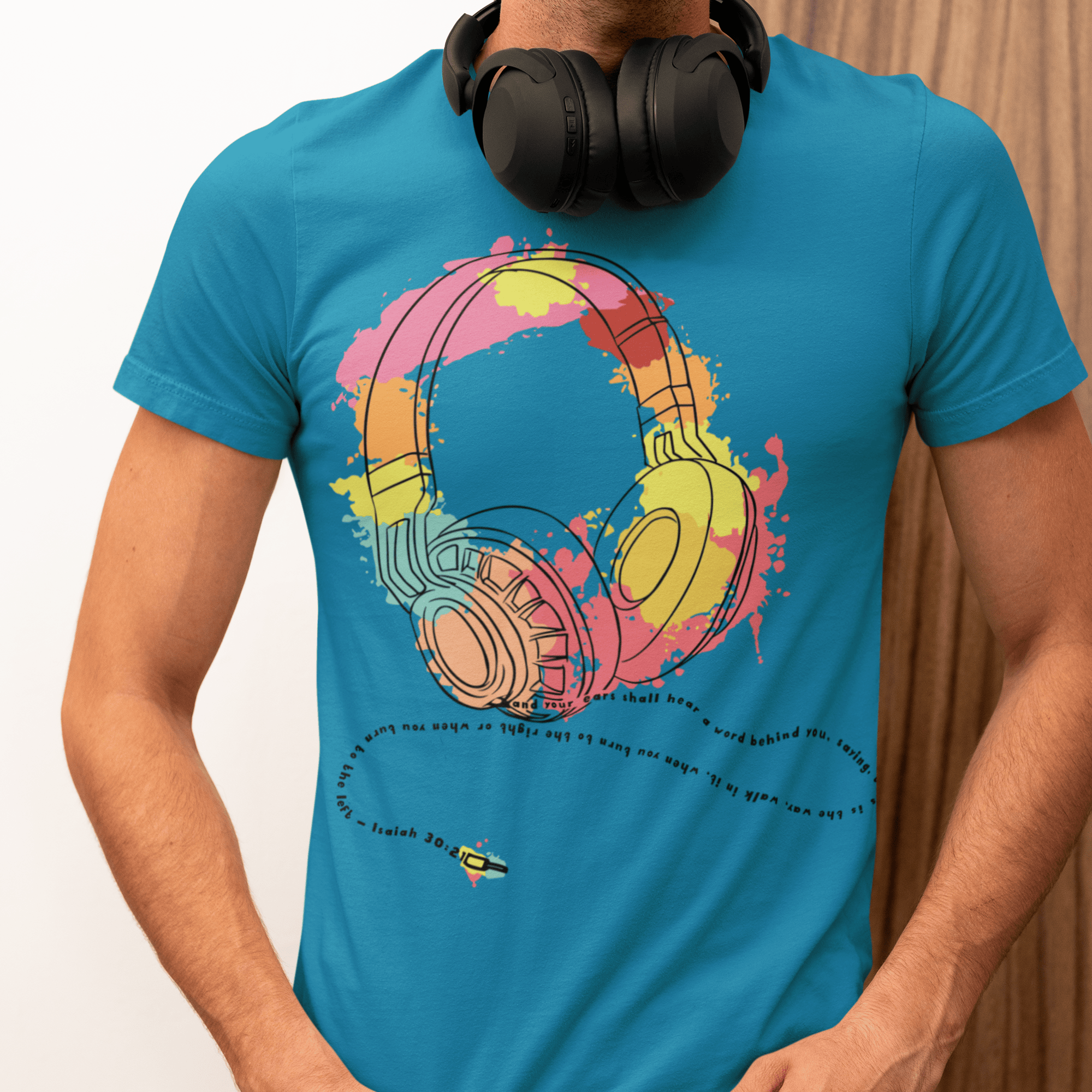 Ears Hear Headphones Christian T-shirt - Christian Apparel by FIVE2