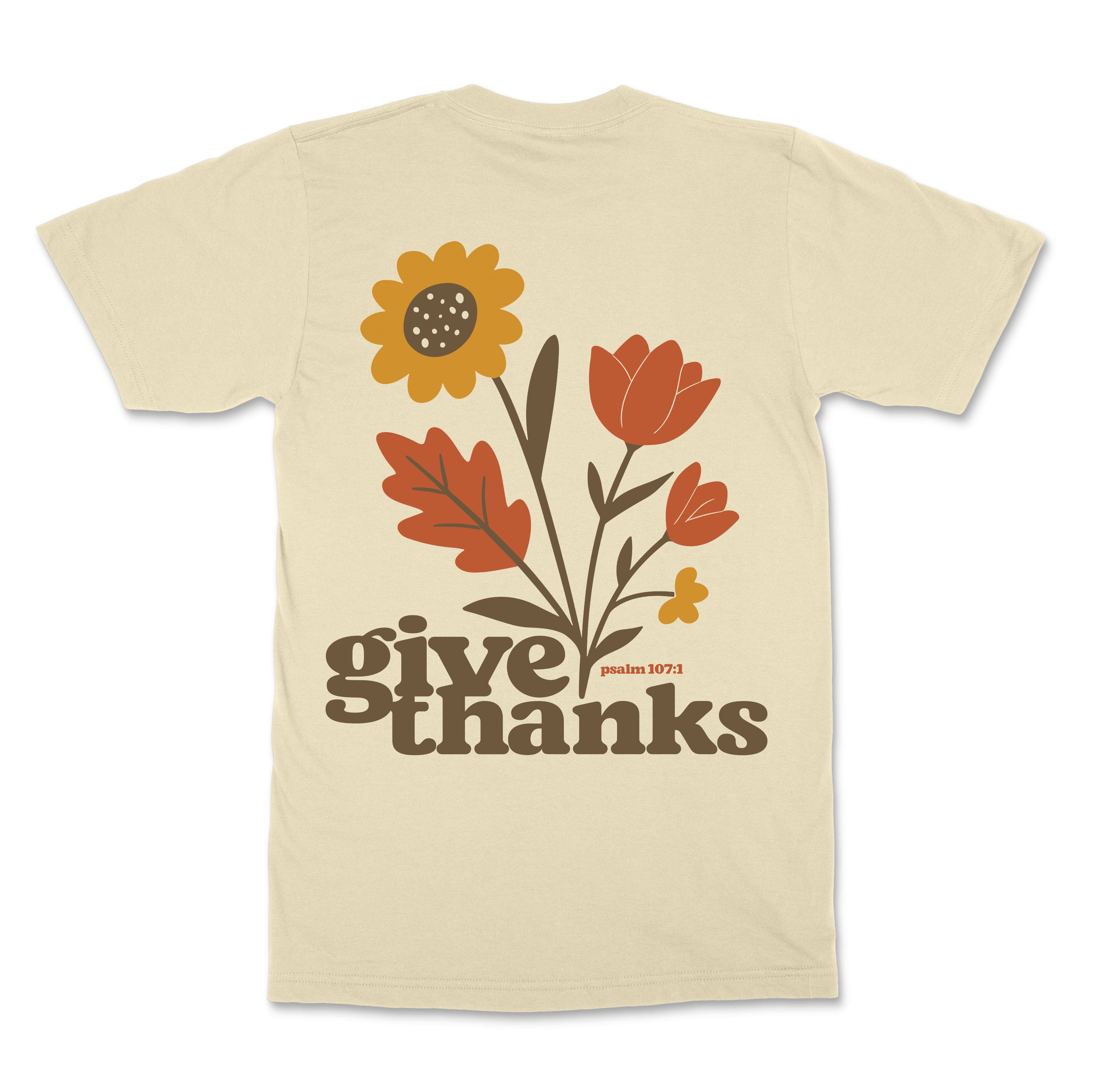 Give Thanks Christian T-Shirt - Christian Apparel by FIVE2