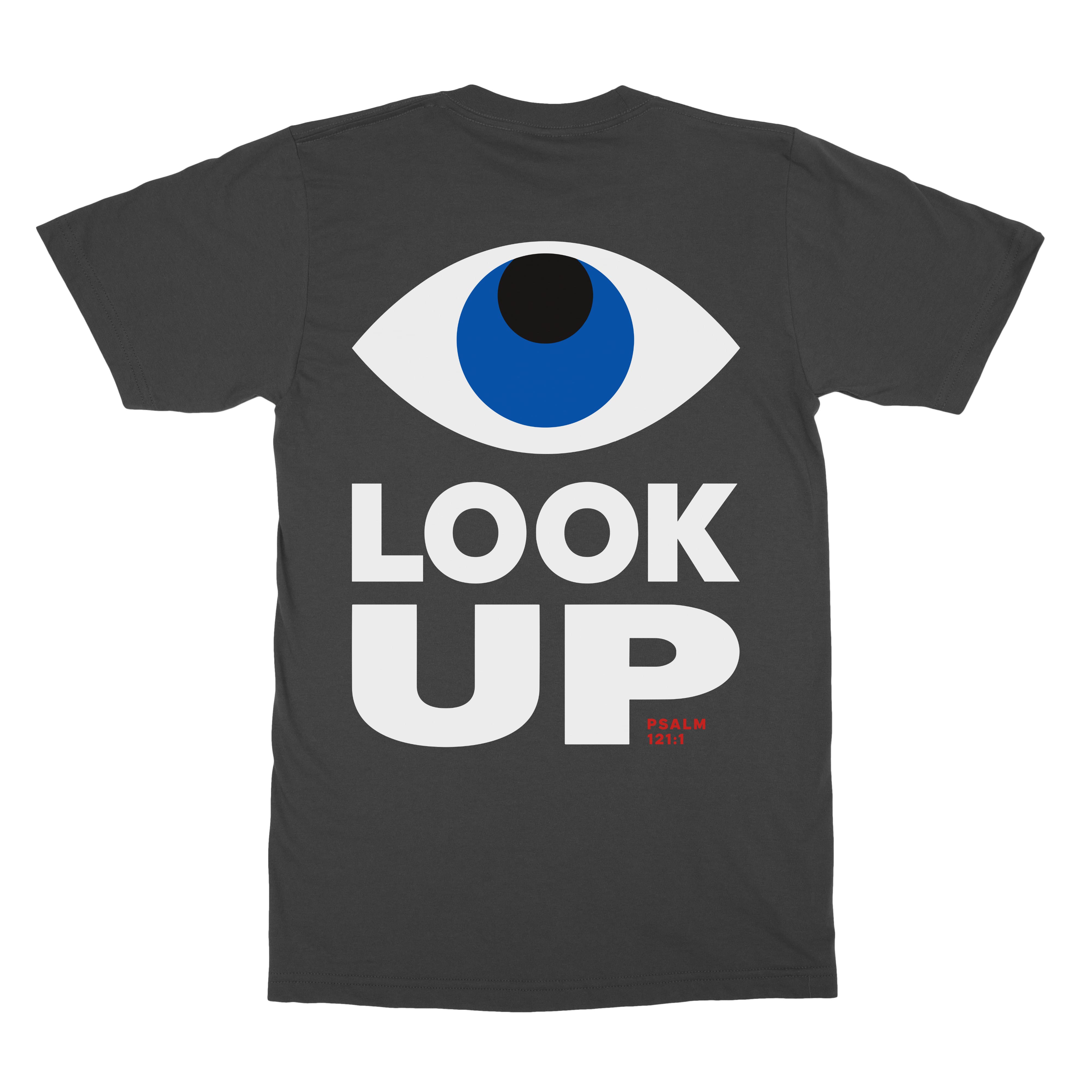 Look Up Tee Christian T-shirt inspired by Psalm 121:1, alternate product view 4 in Bubblegum