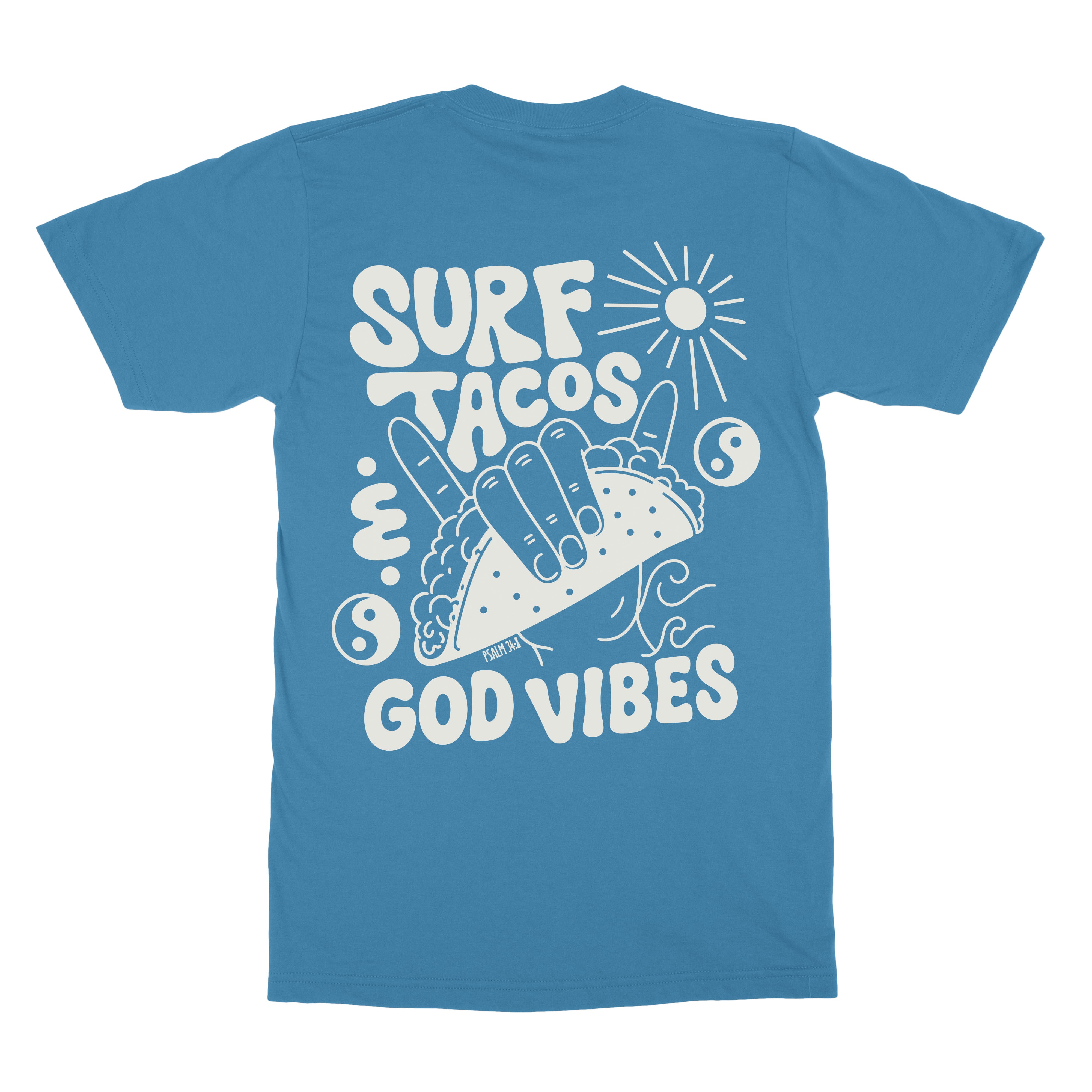 Surf, Tacos & God Vibes Tee - Christian Apparel by FIVE2
