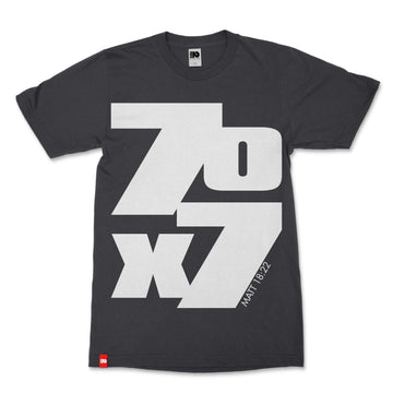 70×7 Tee, front product view, Matthew 18:22 faith-rooted graphic tee by FIVE2