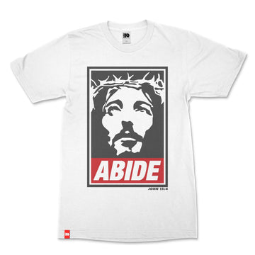 Abide Christian T-shirt image 1 of 6, scripture-inspired John 15:4 product view