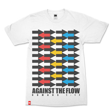 Against the Flow Christian T-shirt image 1 of 3, scripture-inspired Romans 1:17 product view