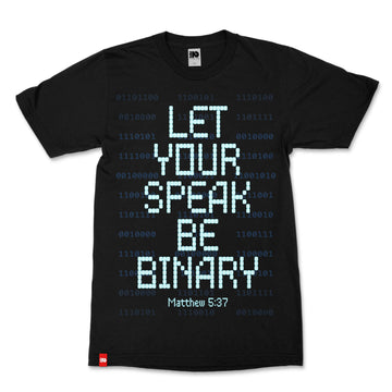 Binary Speak Tee image 1 of 2, scripture-inspired Matthew 5:37 product view