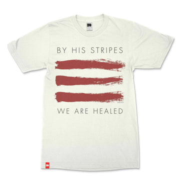 By His Stripes Tee, front product view, Isaiah 53:5 faith-rooted graphic tee by FIVE2