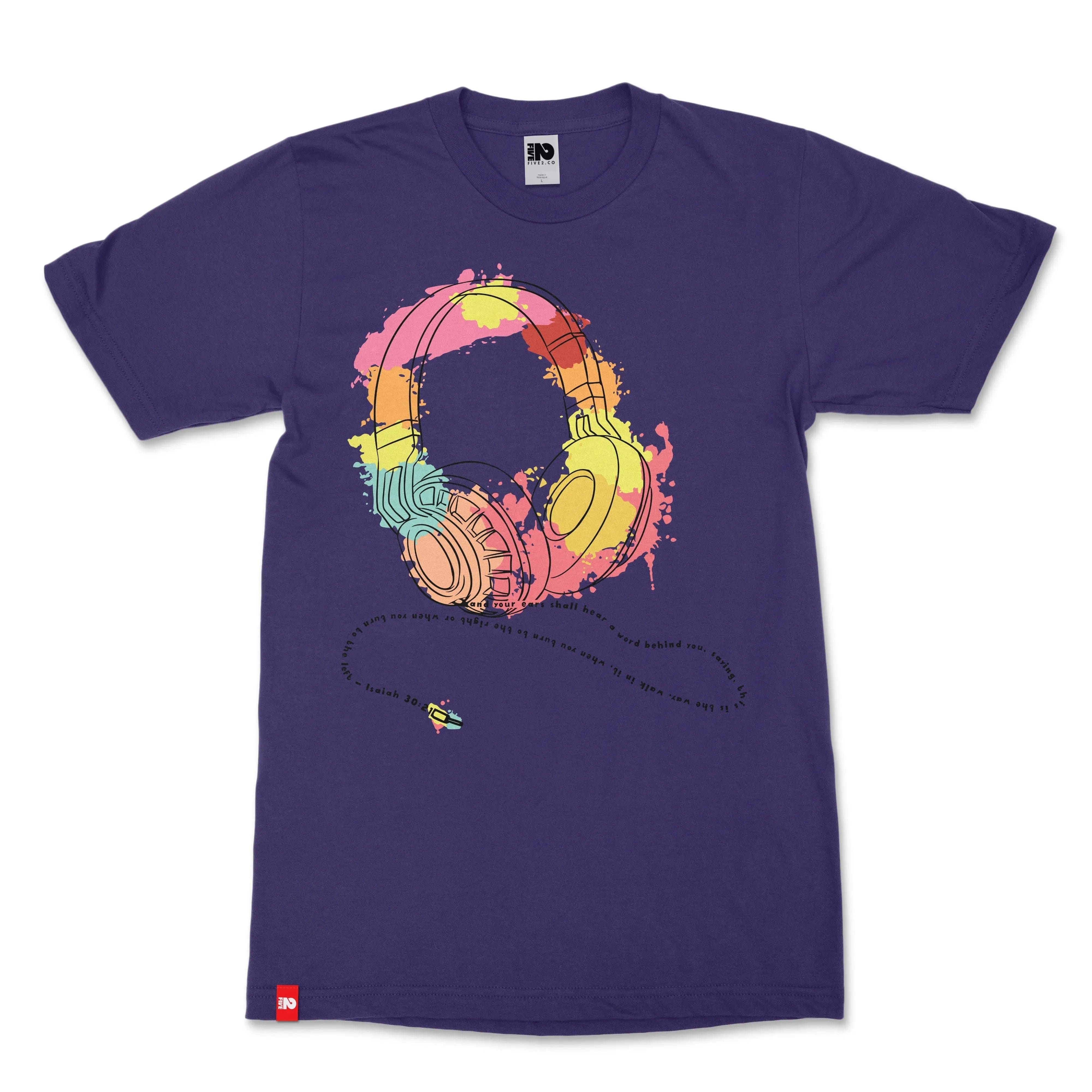 Ears Hear Headphones Christian T-shirt  - Christian Apparel by FIVE2