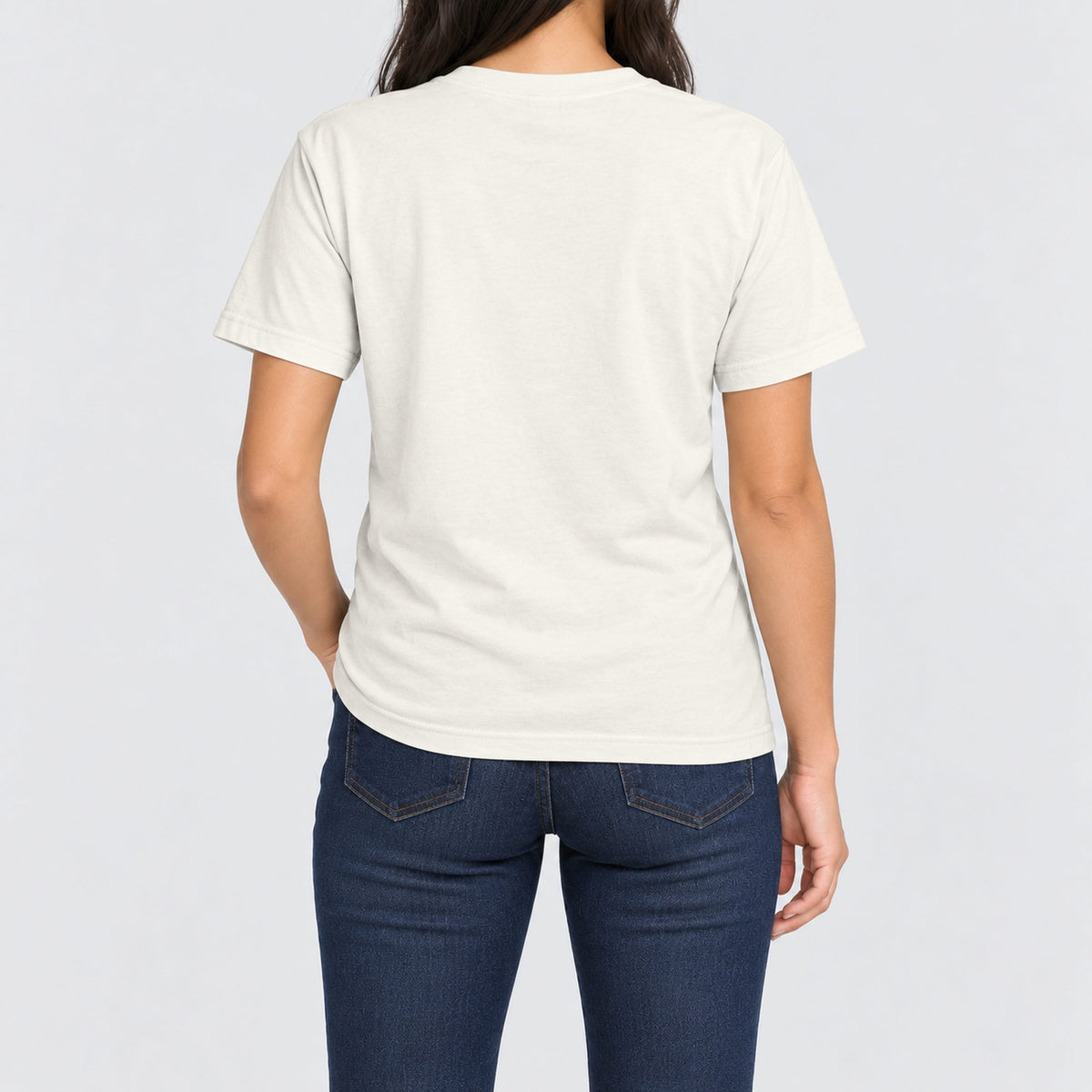 Plain back model view of the FIVE2 Desert Tee in Natural.