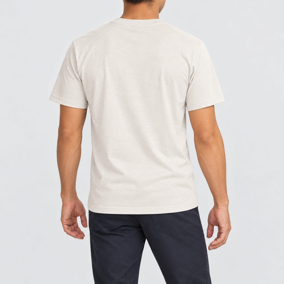 Plain back model view of the FIVE2 El Jefe Tee in Vintage White.
