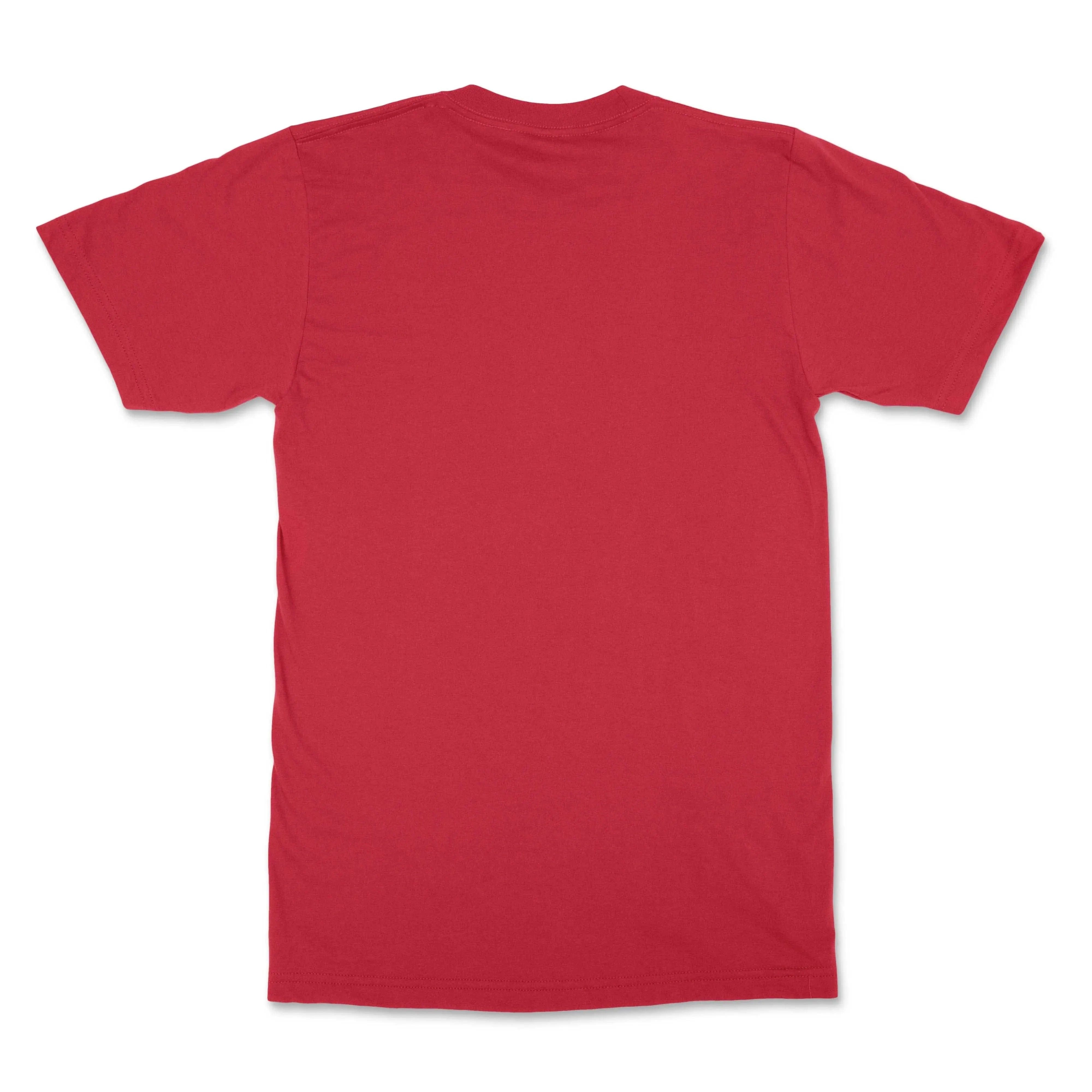 FIVE2 Slash Tee in red, back view of the blank tee