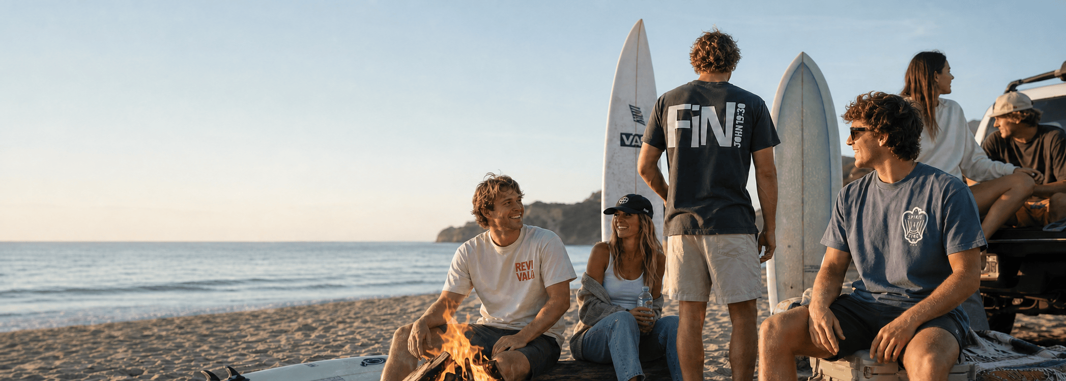 FIVE2 summer banner featuring premium faith-rooted apparel with a West Coast lifestyle feel