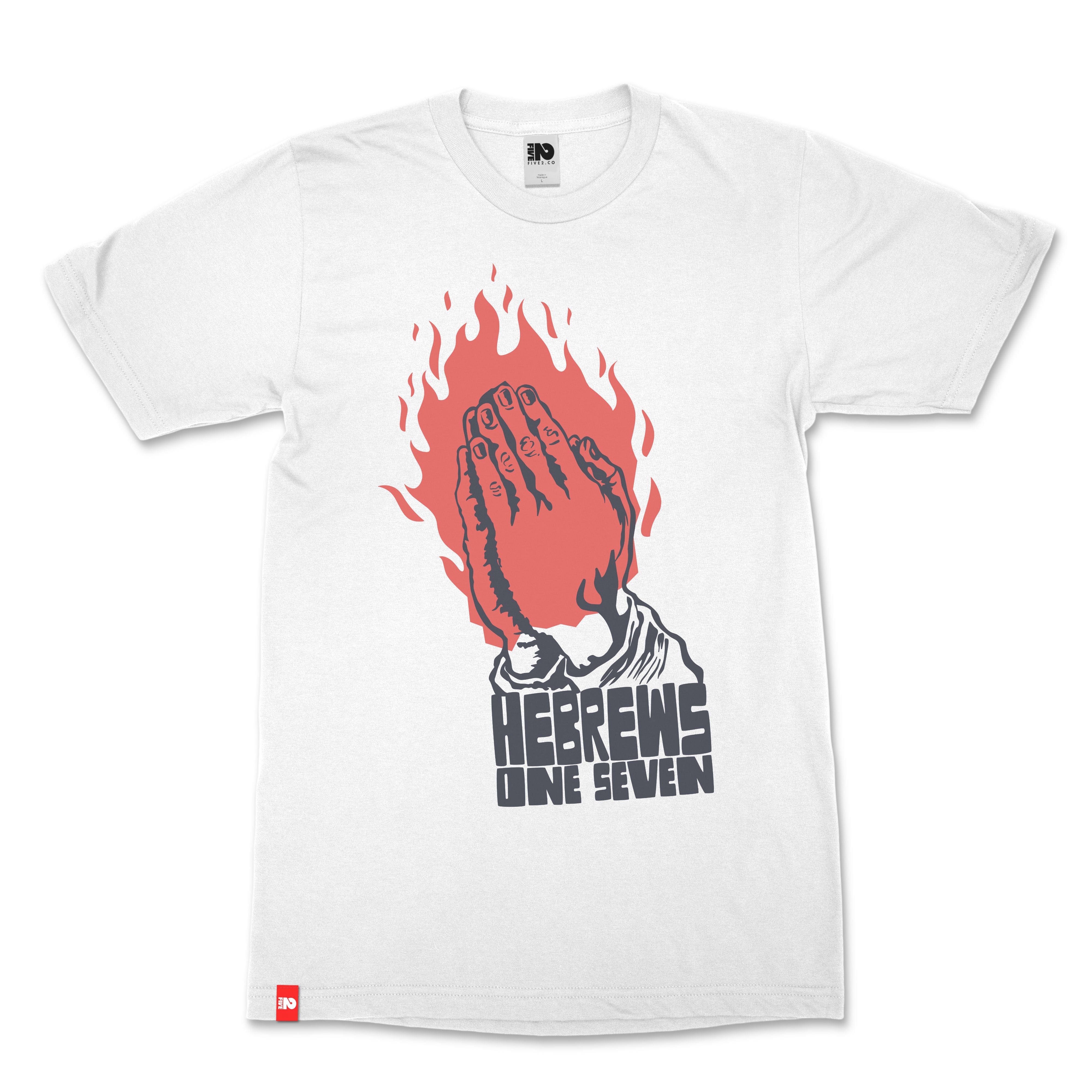 Flaming Prayer Hands Christian T-Shirt  - Christian Apparel by FIVE2