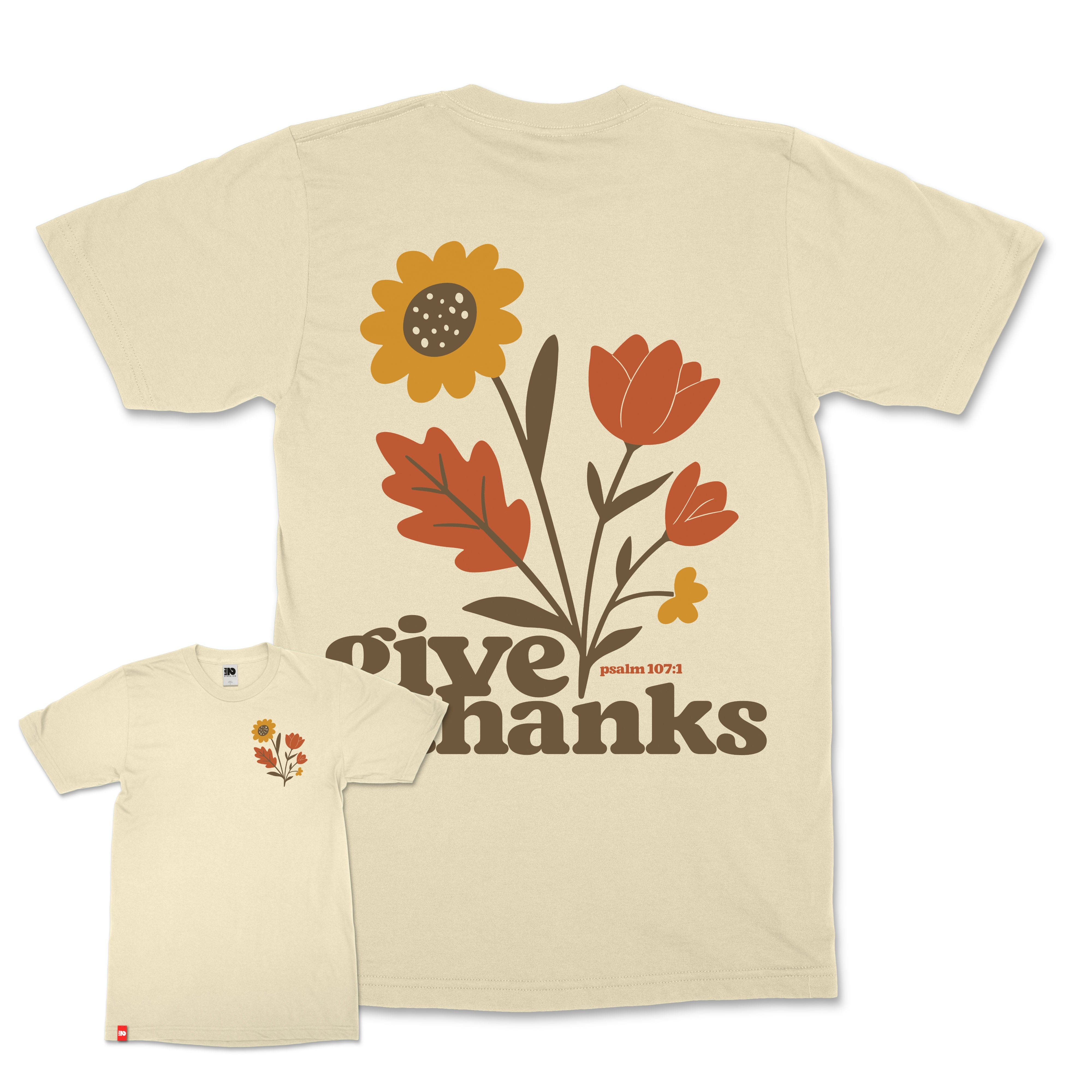 Give Thanks Christian T-Shirt  - Christian Apparel by FIVE2