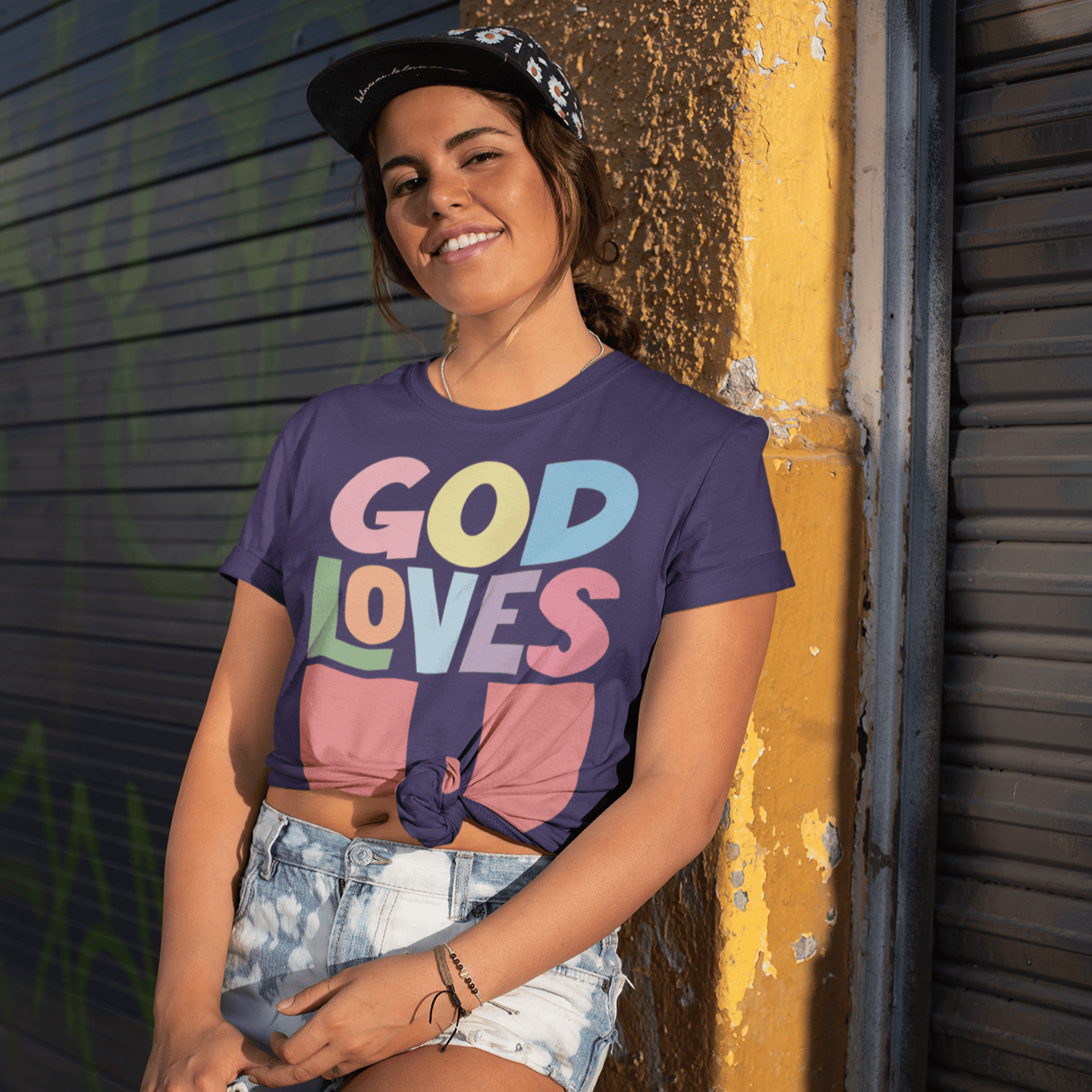 God Loves You Christian T-Shirt  - Christian Apparel by FIVE2