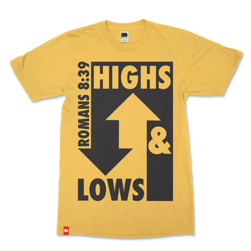 Highs and Lows Christian T-shirt image 1 of 4, scripture-inspired Romans 8:39 product view