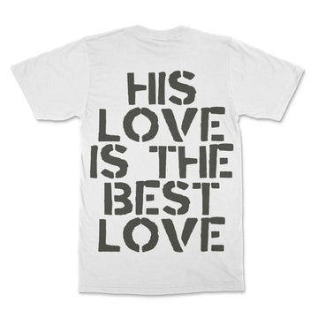 His Love Tee, front product view, 1 John 4:10 faith-rooted graphic tee by FIVE2