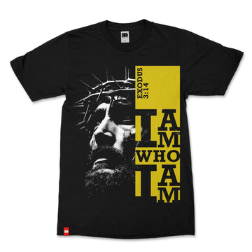I Am Who I Am Tee, front product view, Exodus 3:14 faith-rooted graphic tee by FIVE2