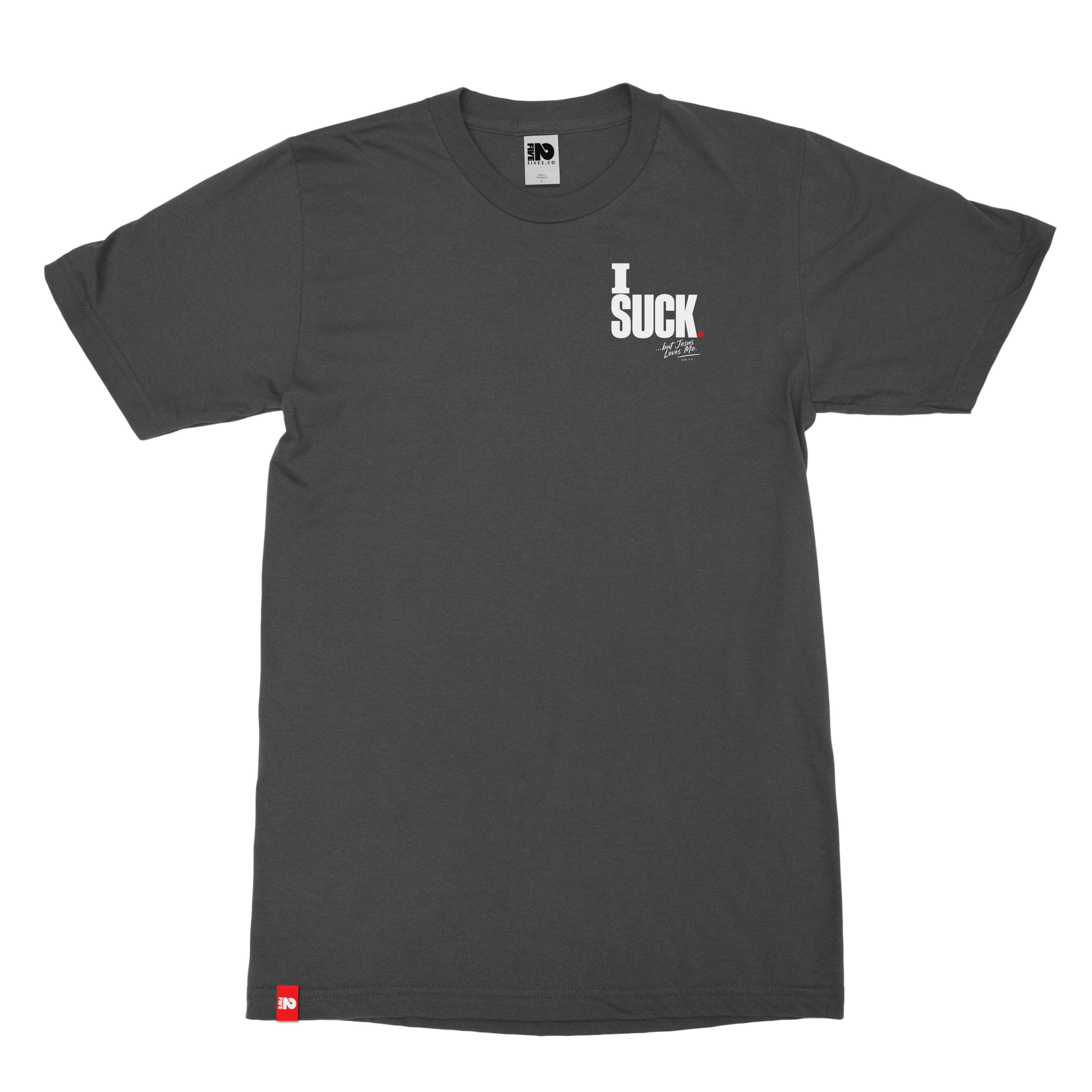 I Suck Tee Christian T-shirt inspired by Romans 5:8, alternate product view 5 in white