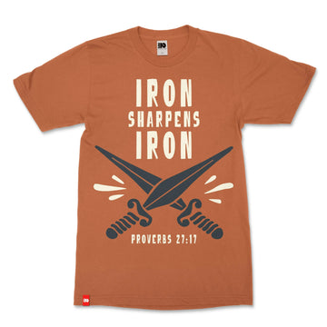 Iron Sharpens Iron Christian T-shirt image 1 of 6, scripture-inspired Proverbs 27:17 product view