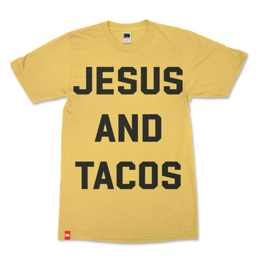 Jesus and Tacos Tee, front product view, Luke 4:4 faith-rooted graphic tee by FIVE2