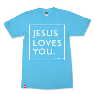 Jesus Loves You Christian T-shirt image 1 of 9, scripture-inspired Romans 5:8 product view