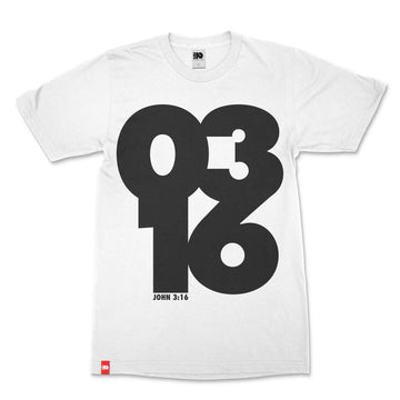 John 316 Tee, front product view, John 3:16 faith-rooted graphic tee by FIVE2