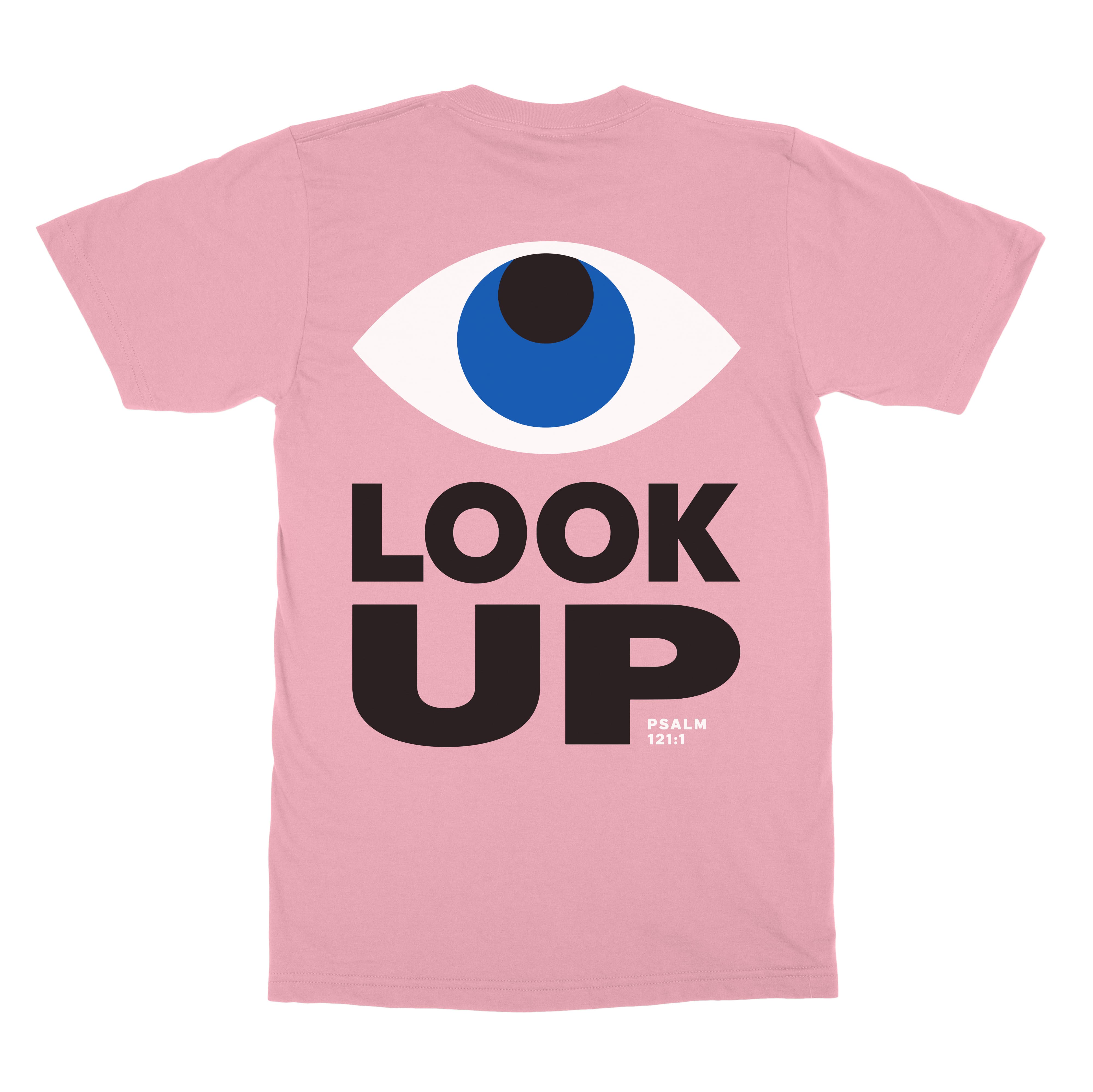 Look Up Tee Christian T-shirt inspired by Psalm 121:1, alternate product view 8 in Bubblegum