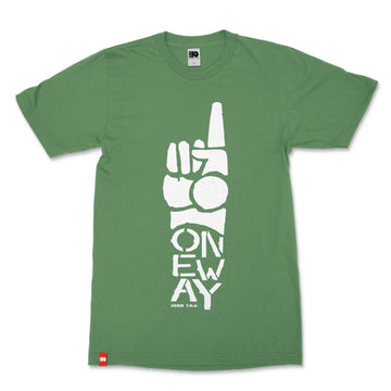 One Way Tee, front product view, John 14:6 faith-rooted graphic tee by FIVE2