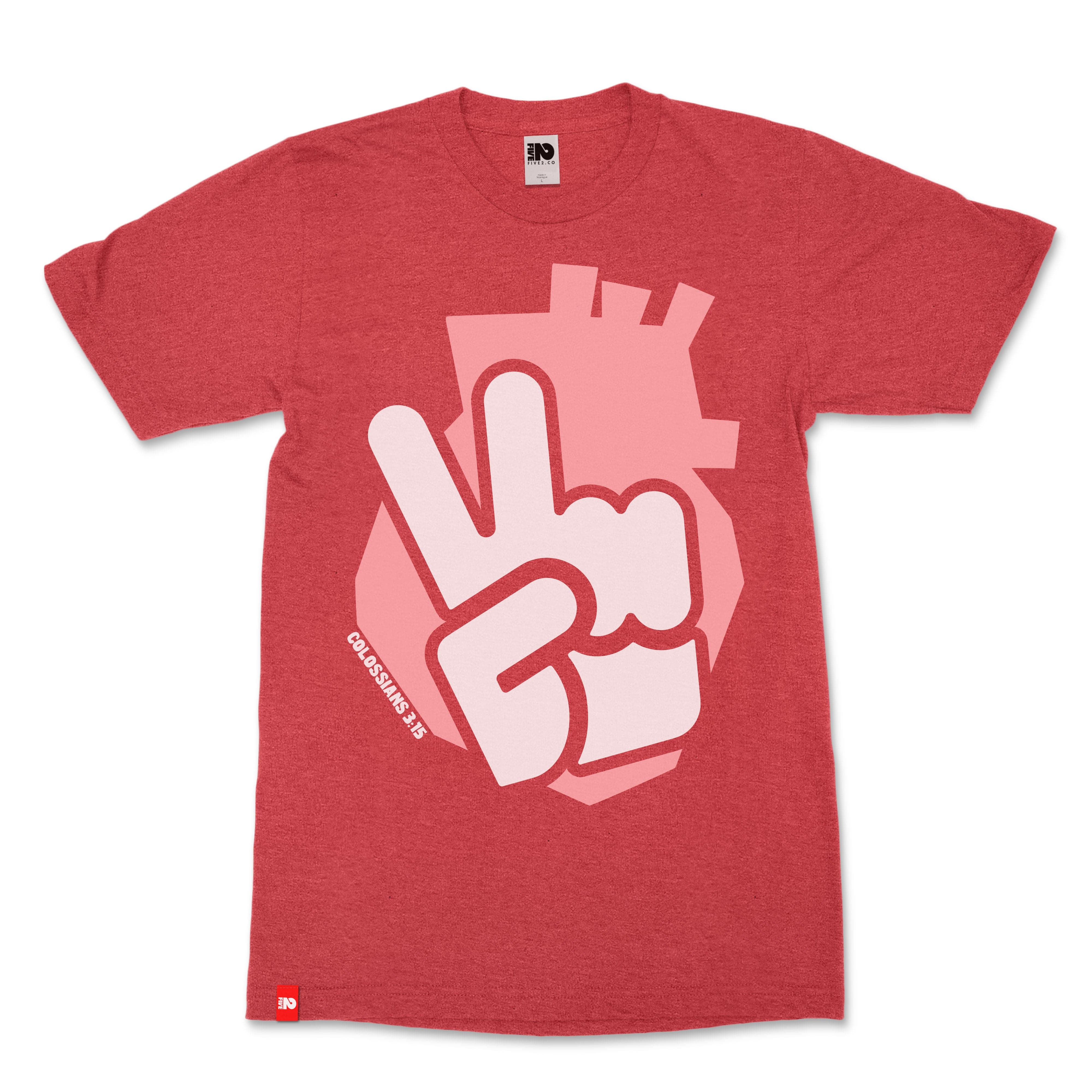 Peace Heart Christian T-Shirt  - Christian Apparel by FIVE2