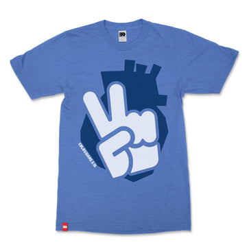 Peace Heart Tee, image 1 of 7, Heather Columbia Blue, heather red, dark grey heather, Heather Brown, scripture-inspired Colossians 3:15 - FIVE2 Christian tee