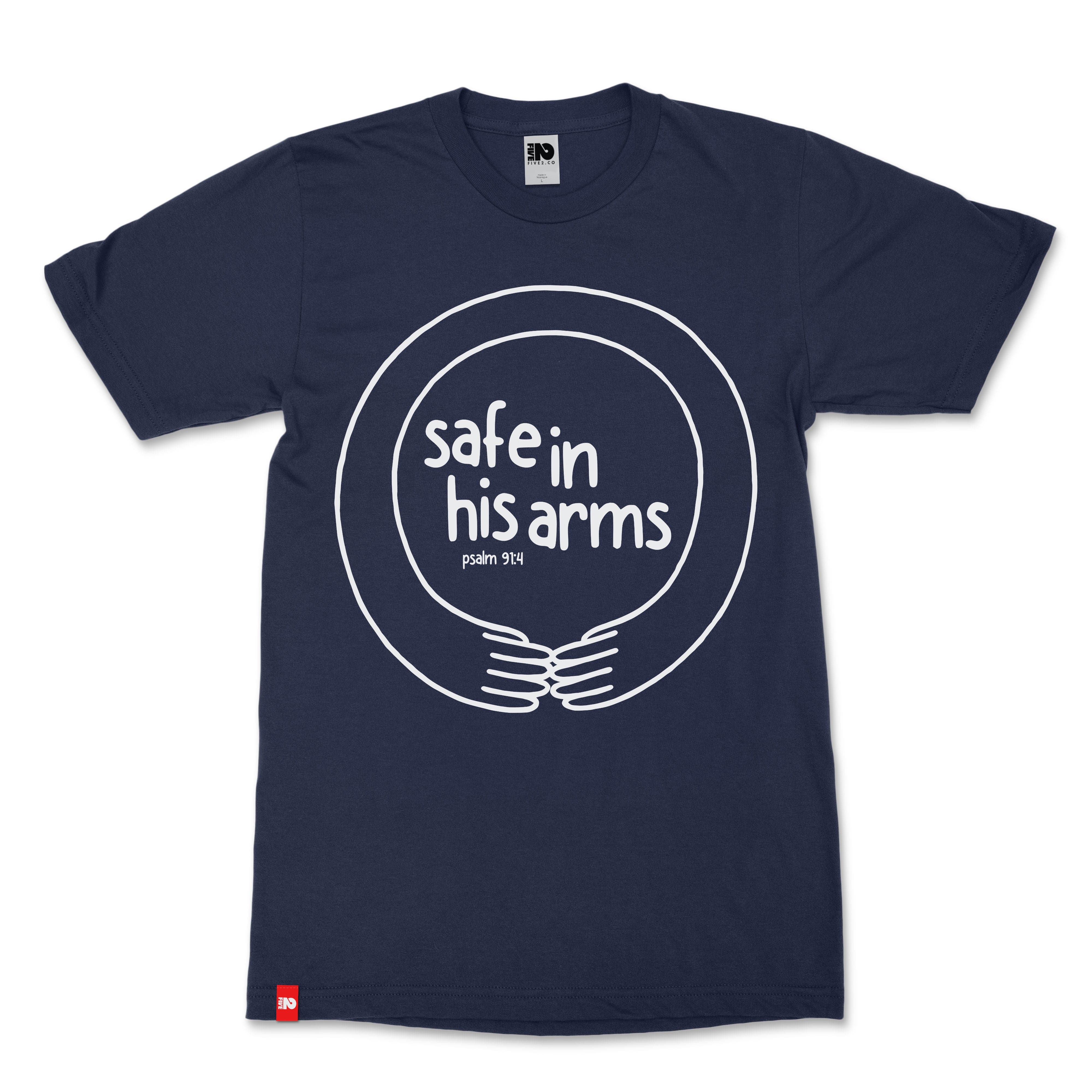 Safe in His Arms Christian T-Shirt  - Christian Apparel by FIVE2