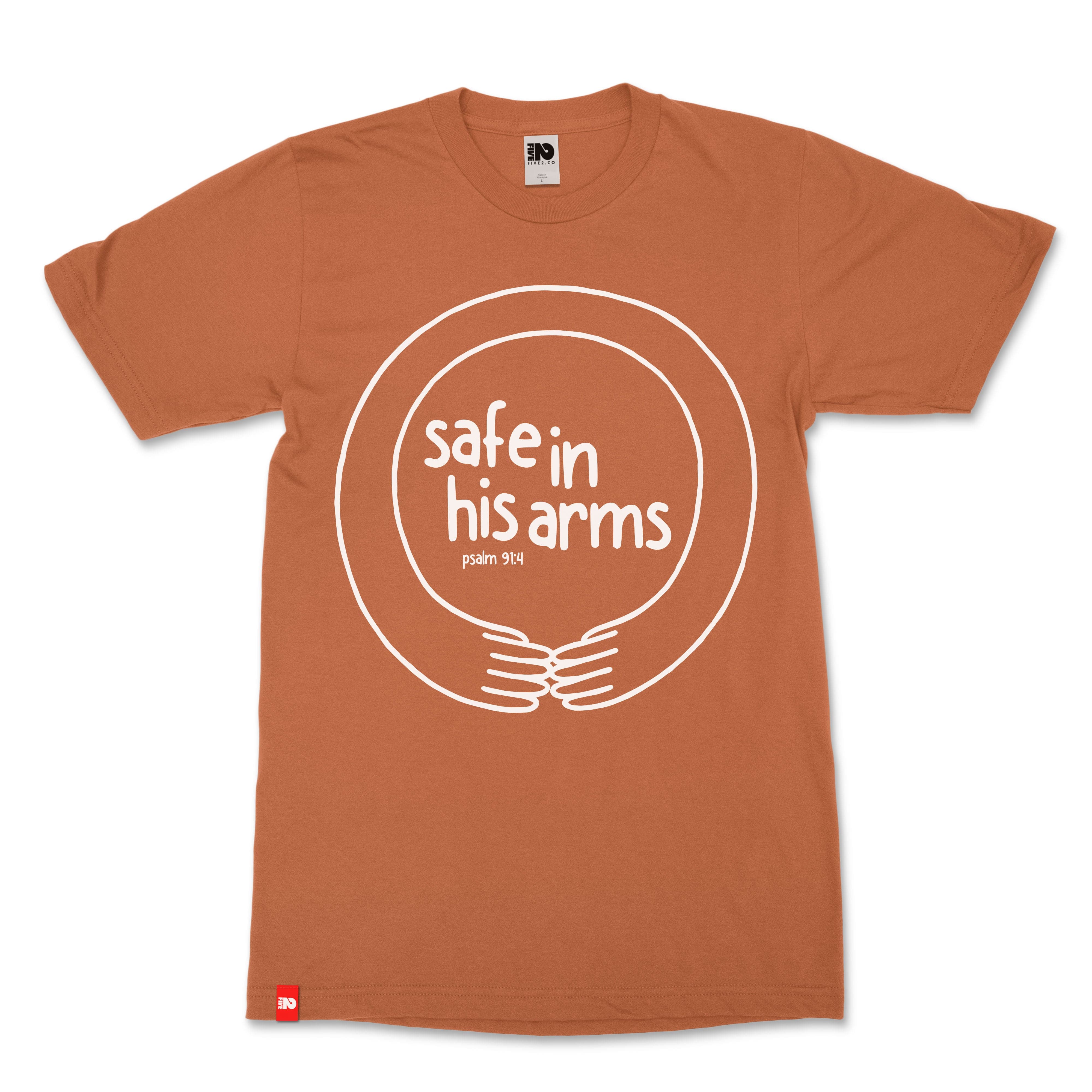 Safe in His Arms Christian T-Shirt  - Christian Apparel by FIVE2