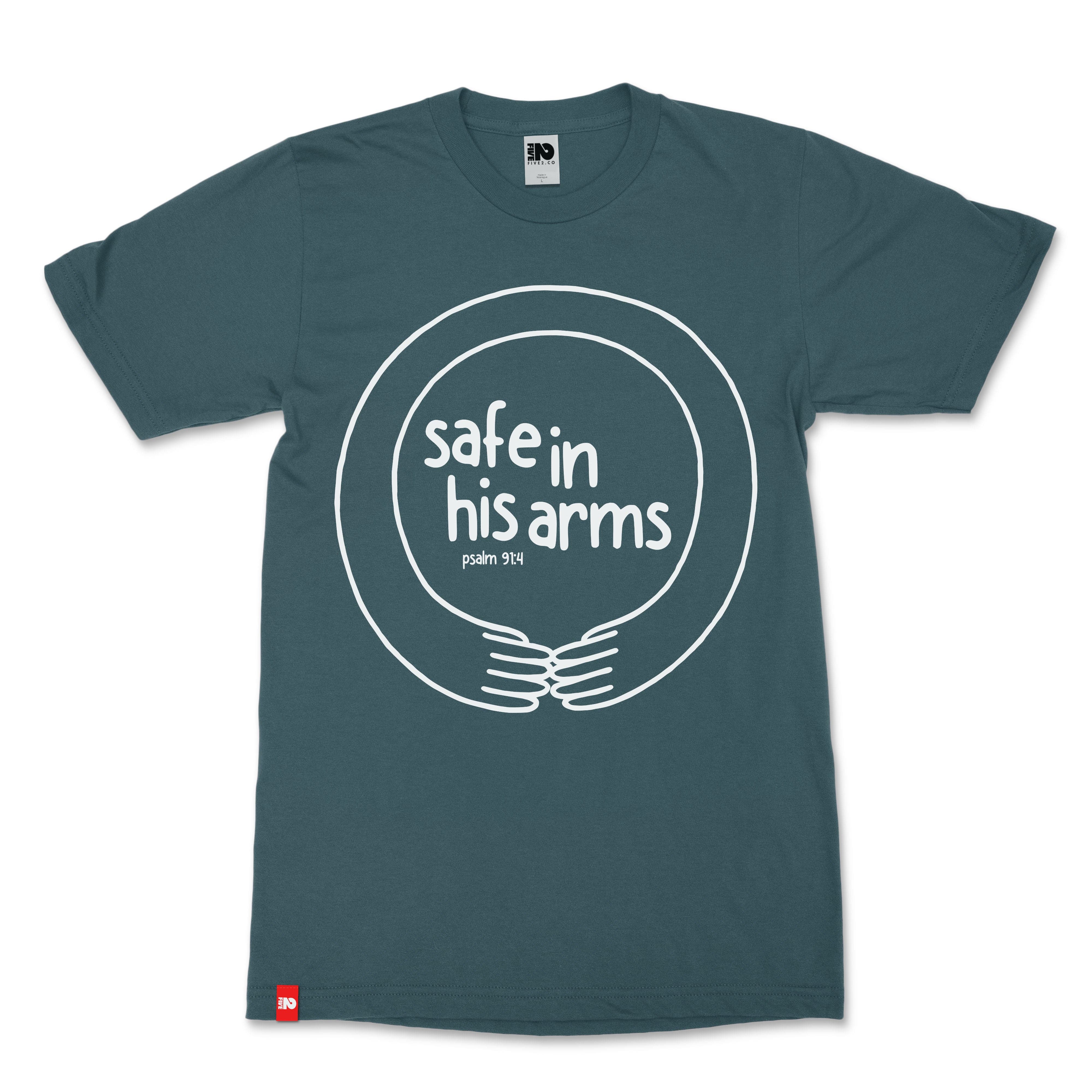 Safe in His Arms Christian T-Shirt  - Christian Apparel by FIVE2